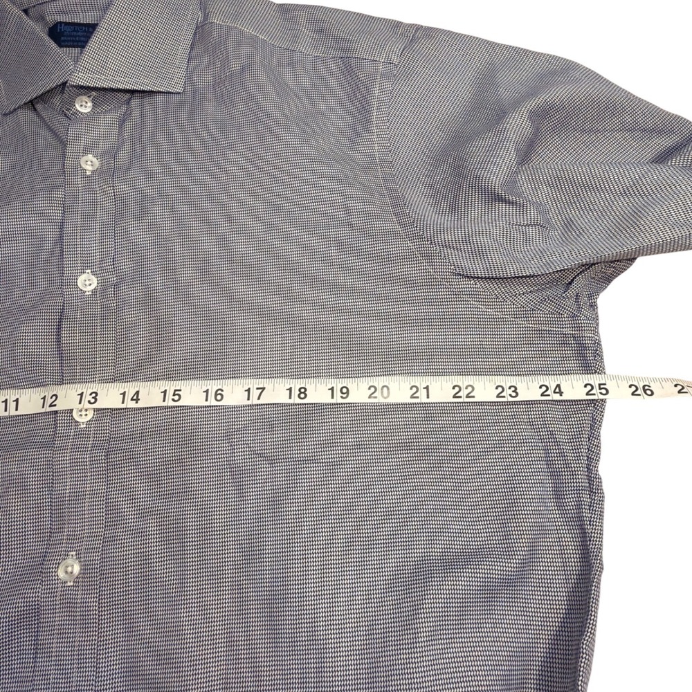 Hitchcock & Key London Mens Dress Shirt Blue White Micro Check Button Down - Picture 3 of 6